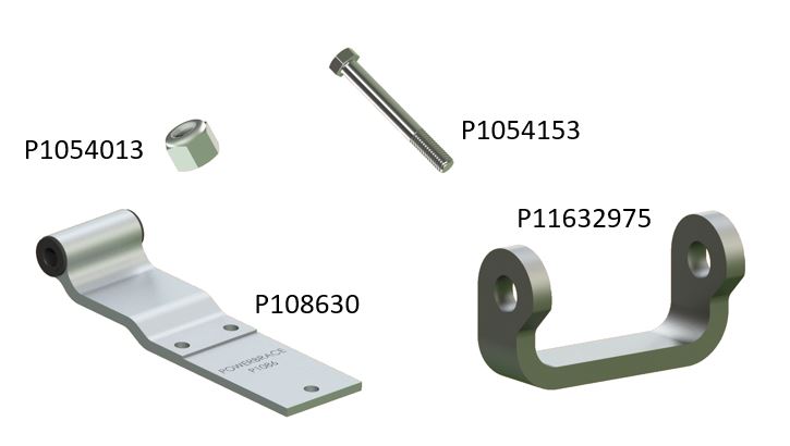 aluminum hinge, galvanized hinge butt, hinge bolt & nylock nut that are included in the Powerbrace P1503