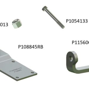 P108845RB Hinge Assembly, showing galvanized hinge, metal hinge, hinge butt, nut & bolt.