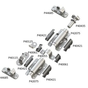2 keepers, rod guide, 2 half bushings, seal plate, seal pin, 2 guide plates & 4 half bushings, 1 cam end- lockrod assembly kit