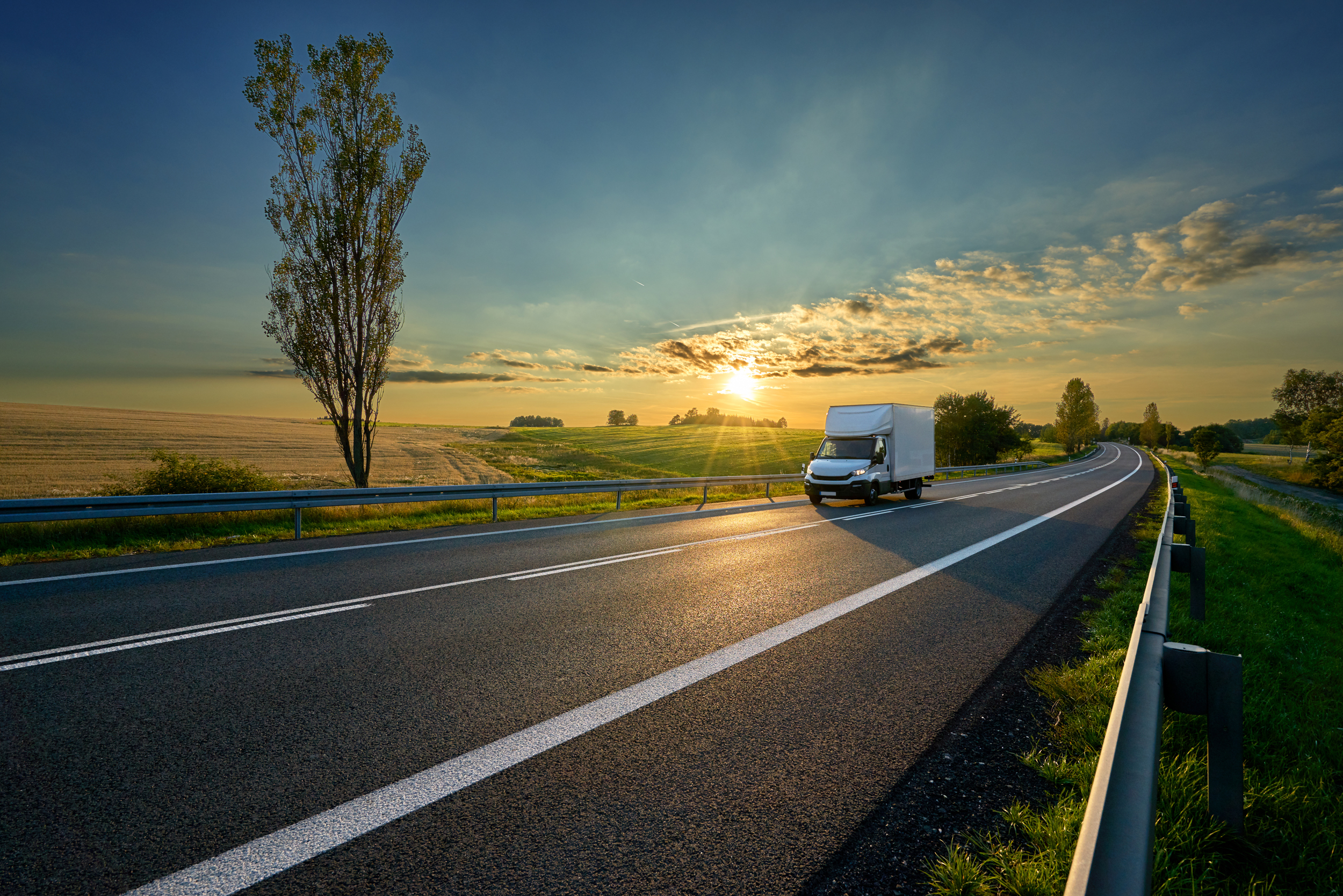 cargo van on highway